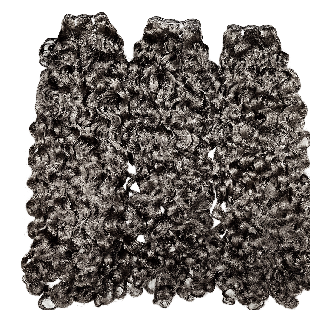 Lush Curly loose curl human hair bundles on white background