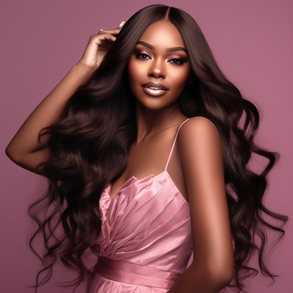 lady wear wavy closure wig